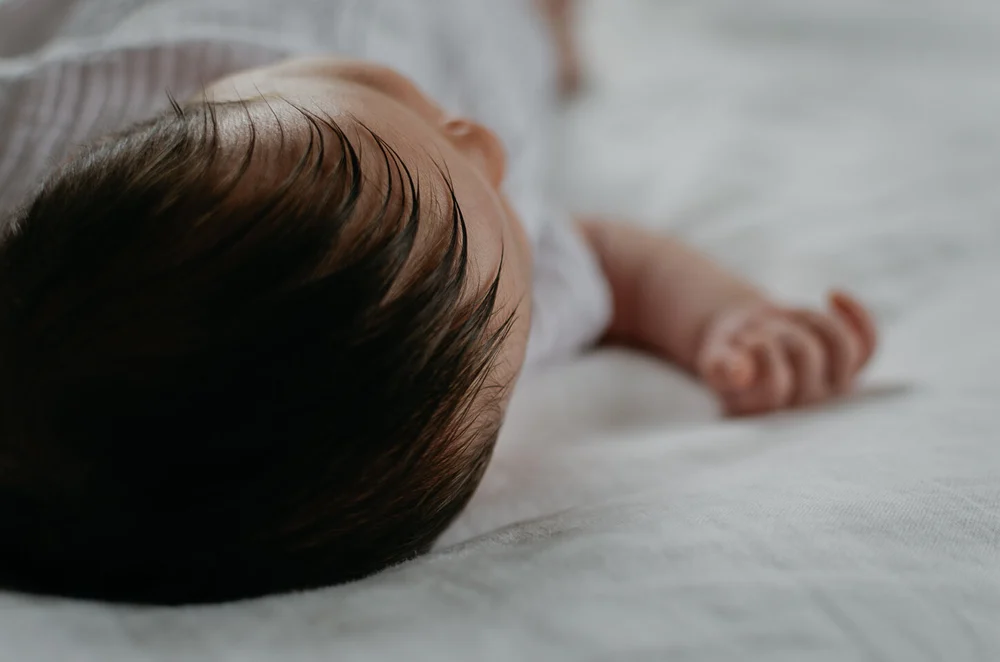 Close up of little newborn hair